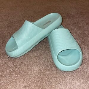 Light Blue Cushion Slide Sandals